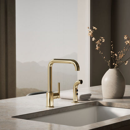 KOHLER Purist Single-handle kitchen sink faucet with side sprayer