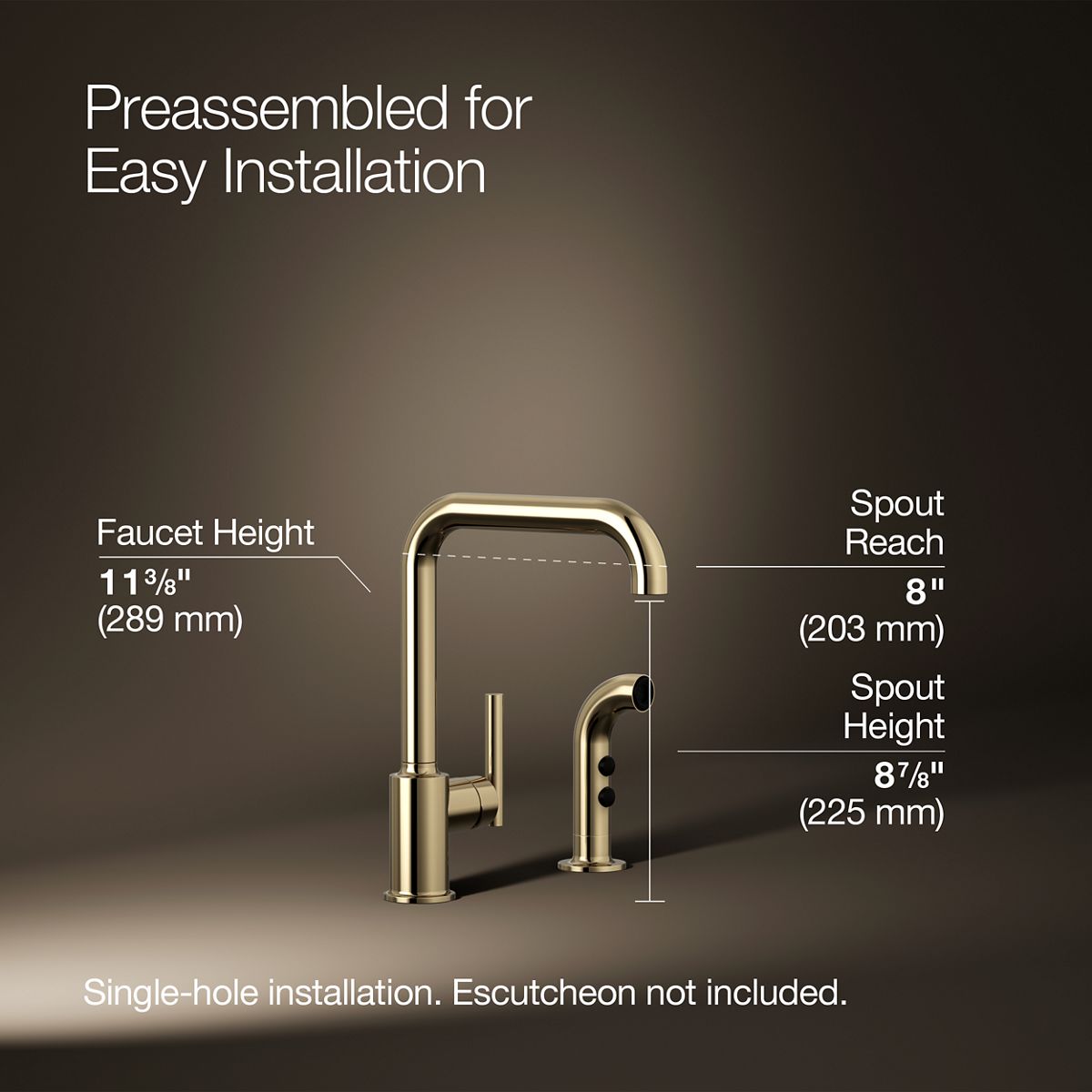 KOHLER Purist Single-handle kitchen sink faucet with side sprayer