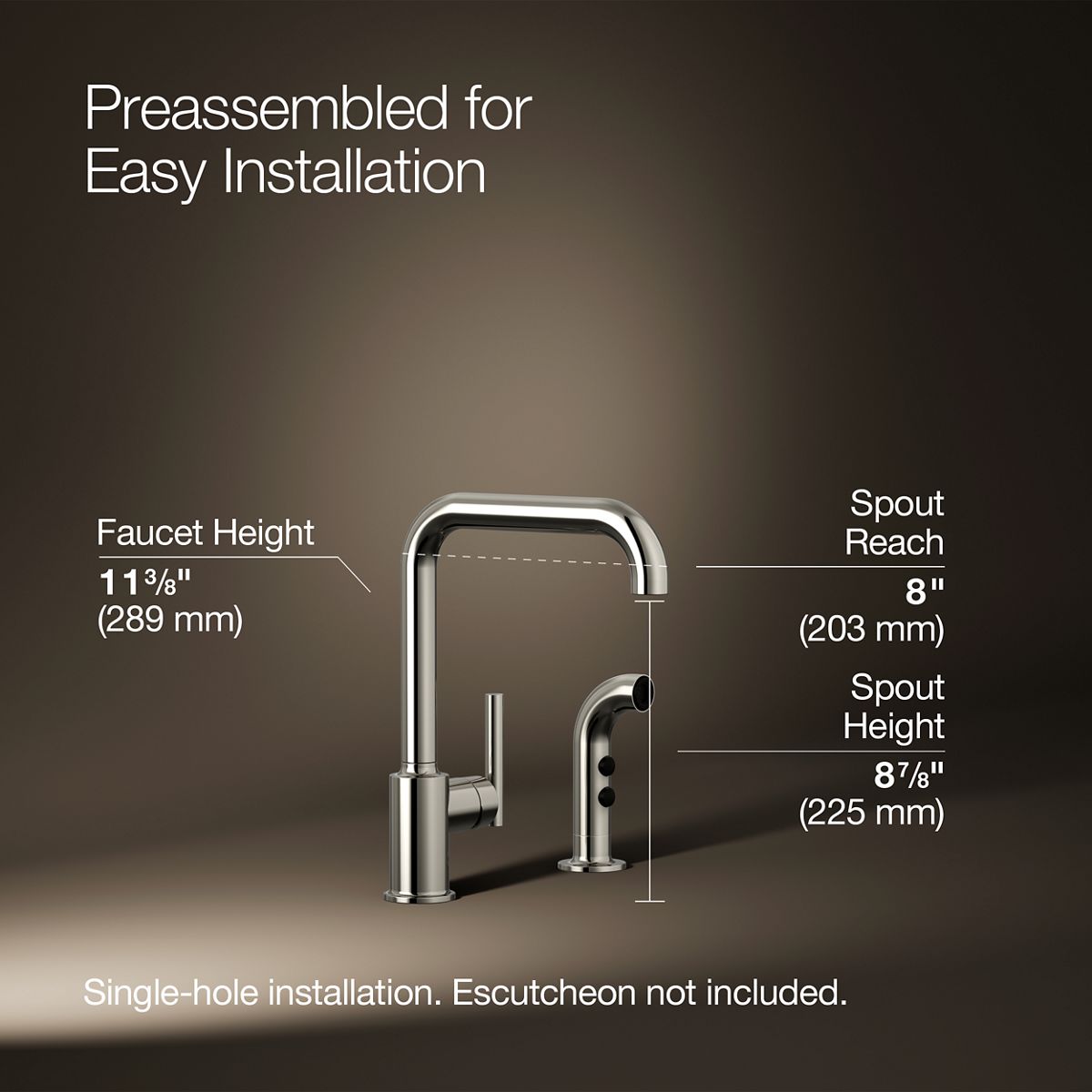 KOHLER Purist Single-handle kitchen sink faucet with side sprayer