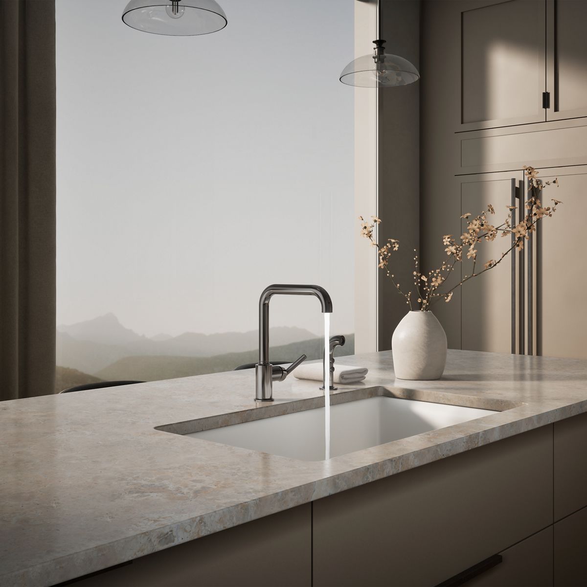 KOHLER Purist Single-handle kitchen sink faucet with side sprayer