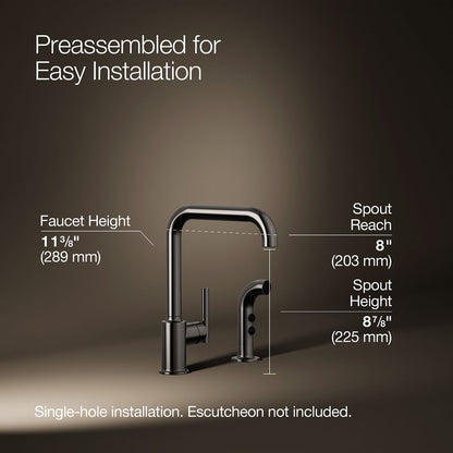 KOHLER Purist Single-handle kitchen sink faucet with side sprayer