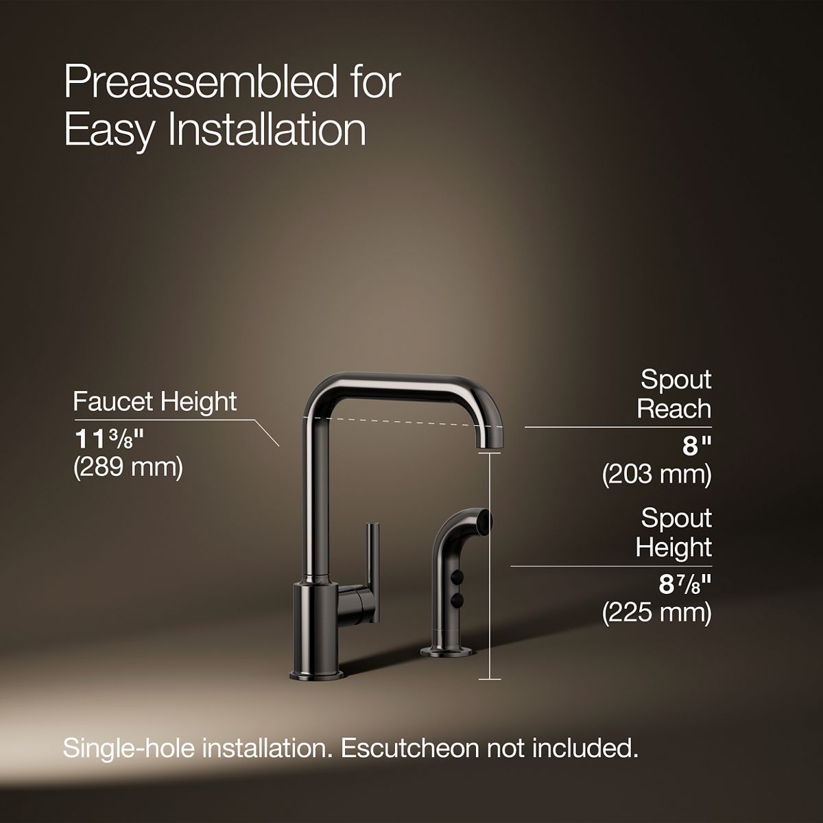KOHLER Purist Single-handle kitchen sink faucet with side sprayer