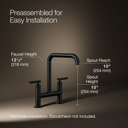 KOHLER Purist Two-hole bridge kitchen sink faucet