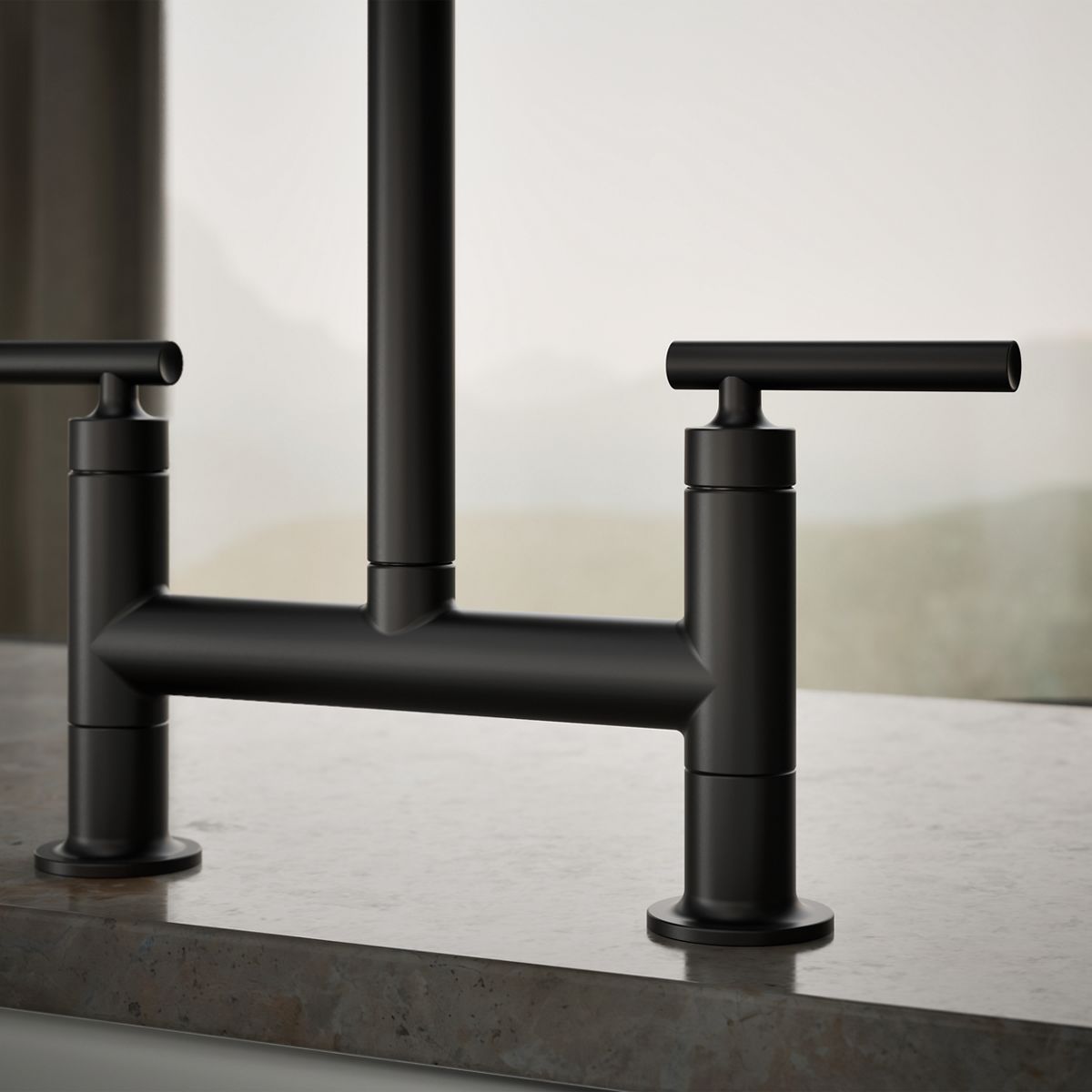 KOHLER Purist Two-hole bridge kitchen sink faucet