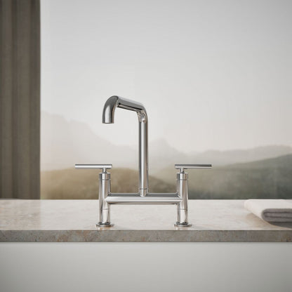 KOHLER Purist Two-hole bridge kitchen sink faucet