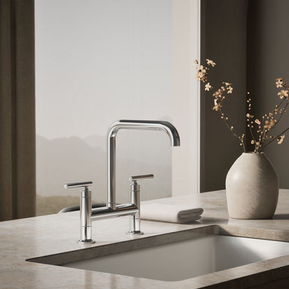 KOHLER Purist Two-hole bridge kitchen sink faucet