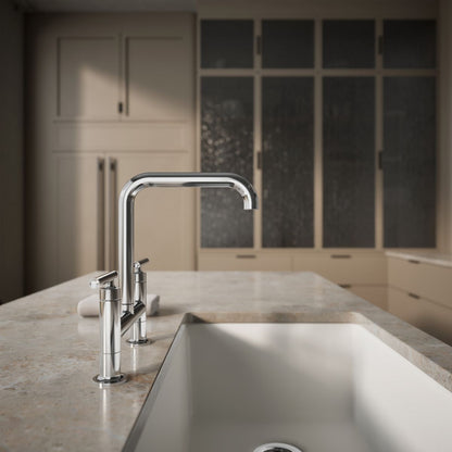 KOHLER Purist Two-hole bridge kitchen sink faucet