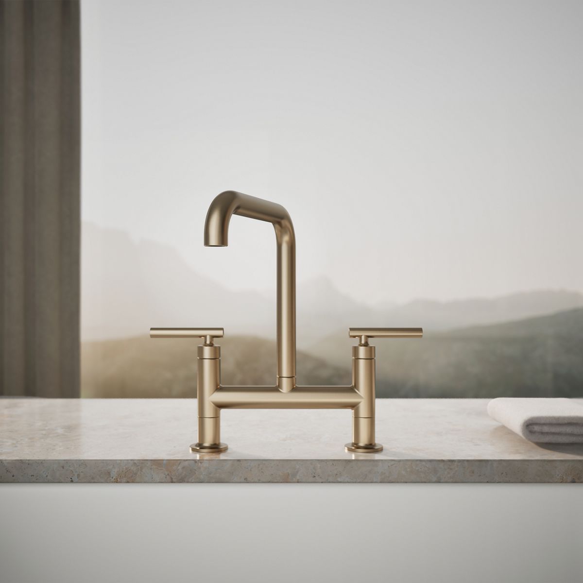 KOHLER Purist Two-hole bridge kitchen sink faucet