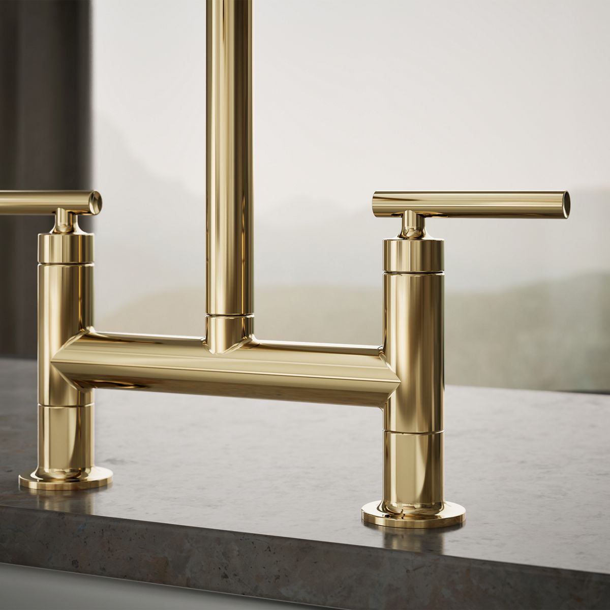KOHLER Purist Two-hole bridge kitchen sink faucet