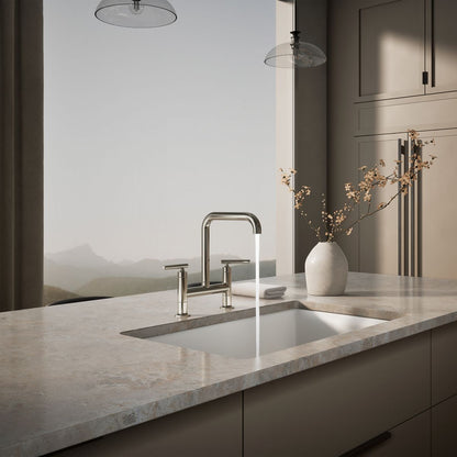 KOHLER Purist Two-hole bridge kitchen sink faucet