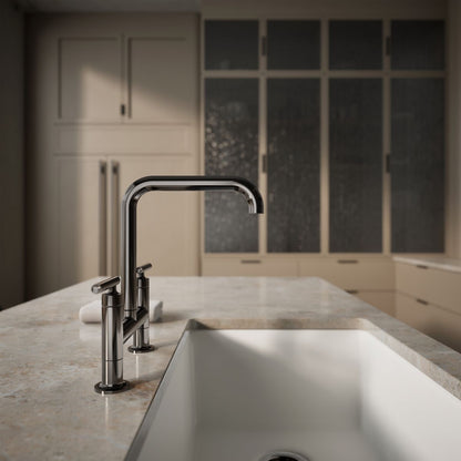 KOHLER Purist Two-hole bridge kitchen sink faucet