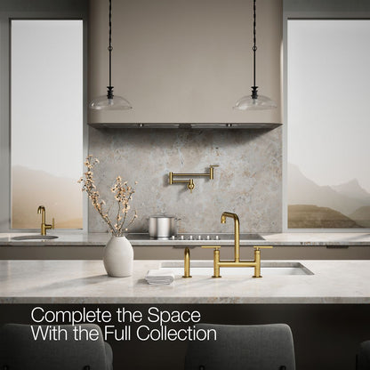 KOHLER Purist Two-hole bridge kitchen sink faucet with side sprayer