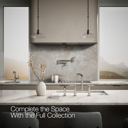 KOHLER Purist Two-hole bridge kitchen sink faucet with side sprayer