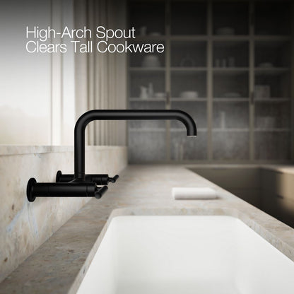 KOHLER Purist Two-hole wall-mount bridge kitchen sink faucet