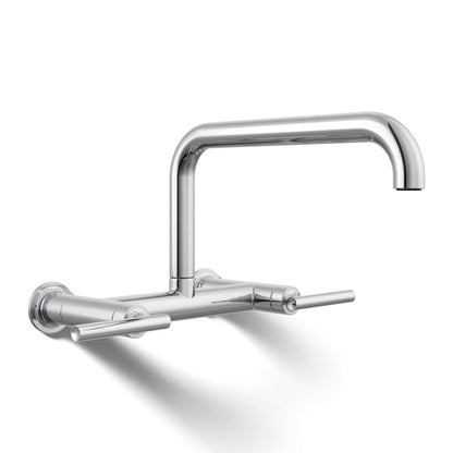 KOHLER Purist Two-hole wall-mount bridge kitchen sink faucet