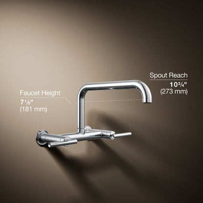 KOHLER Purist Two-hole wall-mount bridge kitchen sink faucet