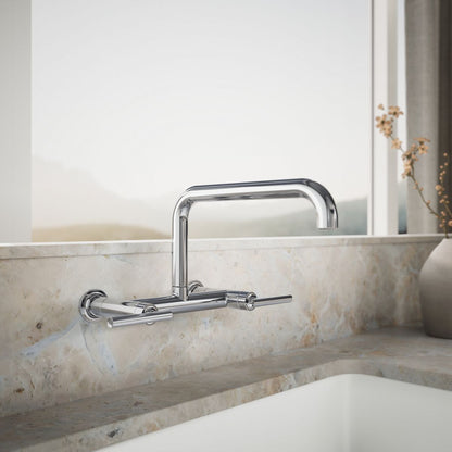 KOHLER Purist Two-hole wall-mount bridge kitchen sink faucet