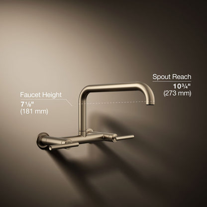 KOHLER Purist Two-hole wall-mount bridge kitchen sink faucet