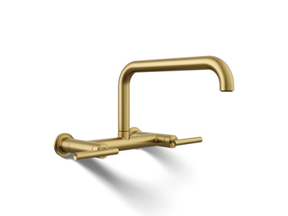 KOHLER Purist Two-hole wall-mount bridge kitchen sink faucet