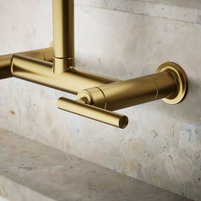 KOHLER Purist Two-hole wall-mount bridge kitchen sink faucet