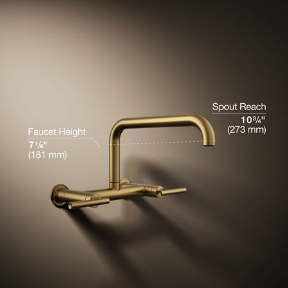 KOHLER Purist Two-hole wall-mount bridge kitchen sink faucet