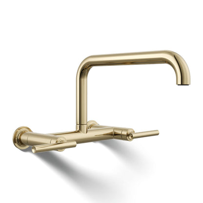 KOHLER Purist Two-hole wall-mount bridge kitchen sink faucet