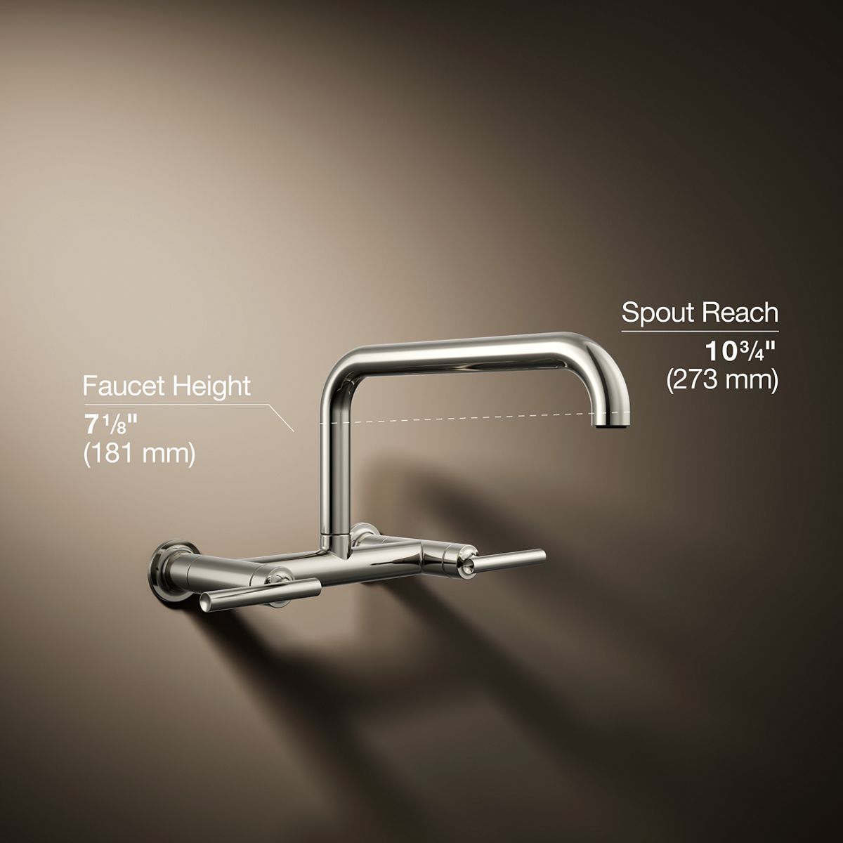 KOHLER Purist Two-hole wall-mount bridge kitchen sink faucet