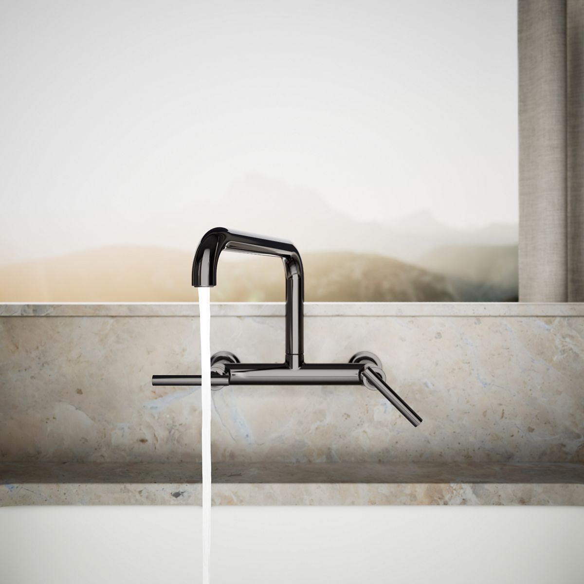 KOHLER Purist Two-hole wall-mount bridge kitchen sink faucet