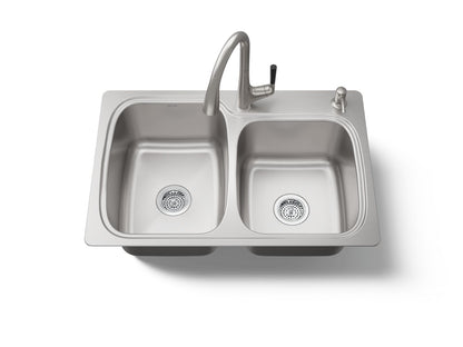 KOHLER K-75791-2PC All-In-One 33" top-/undermount double-bowl kitchen sink