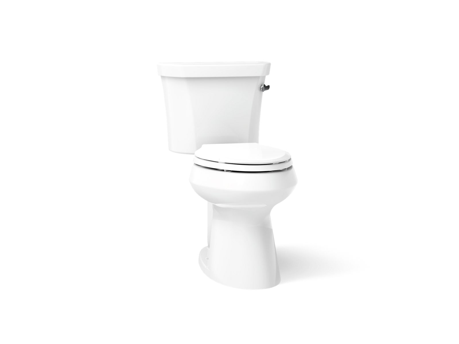 KOHLER K-76301-RA Highline ComForteeight Two-piece elongated 1.28 gpf chair height toilet with right-hand trip lever, white