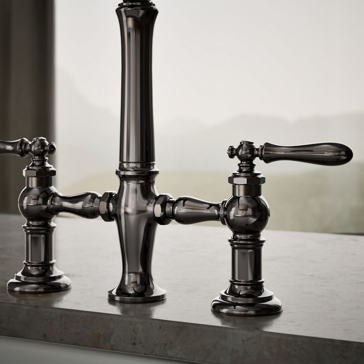 KOHLER K-76519-4 Artifacts Two-hole bridge kitchen sink faucet with side sprayer
