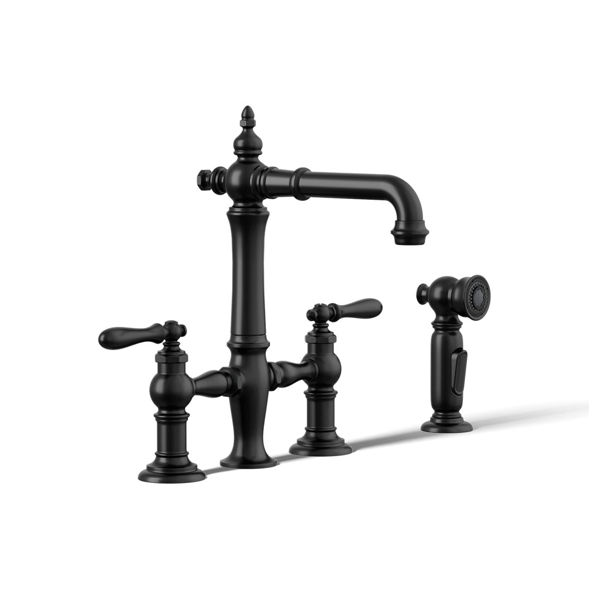KOHLER K-76520-4 Artifacts Two-hole bridge bar sink faucet with side sprayer