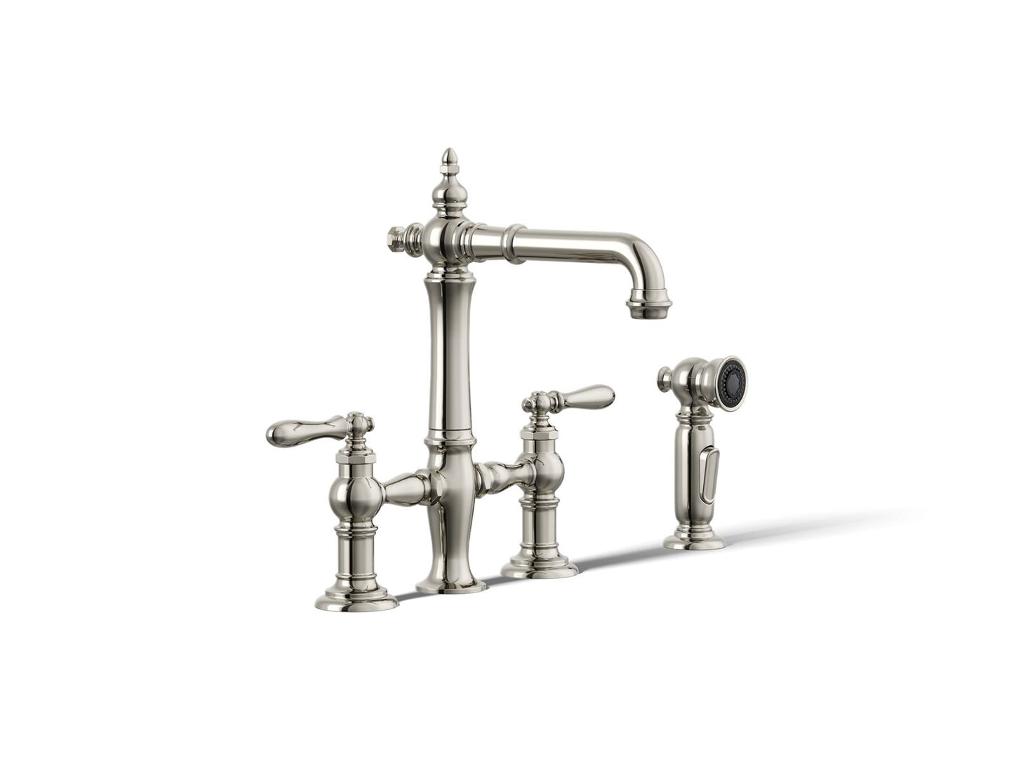 KOHLER K-76520-4 Artifacts Two-hole bridge bar sink faucet with side sprayer