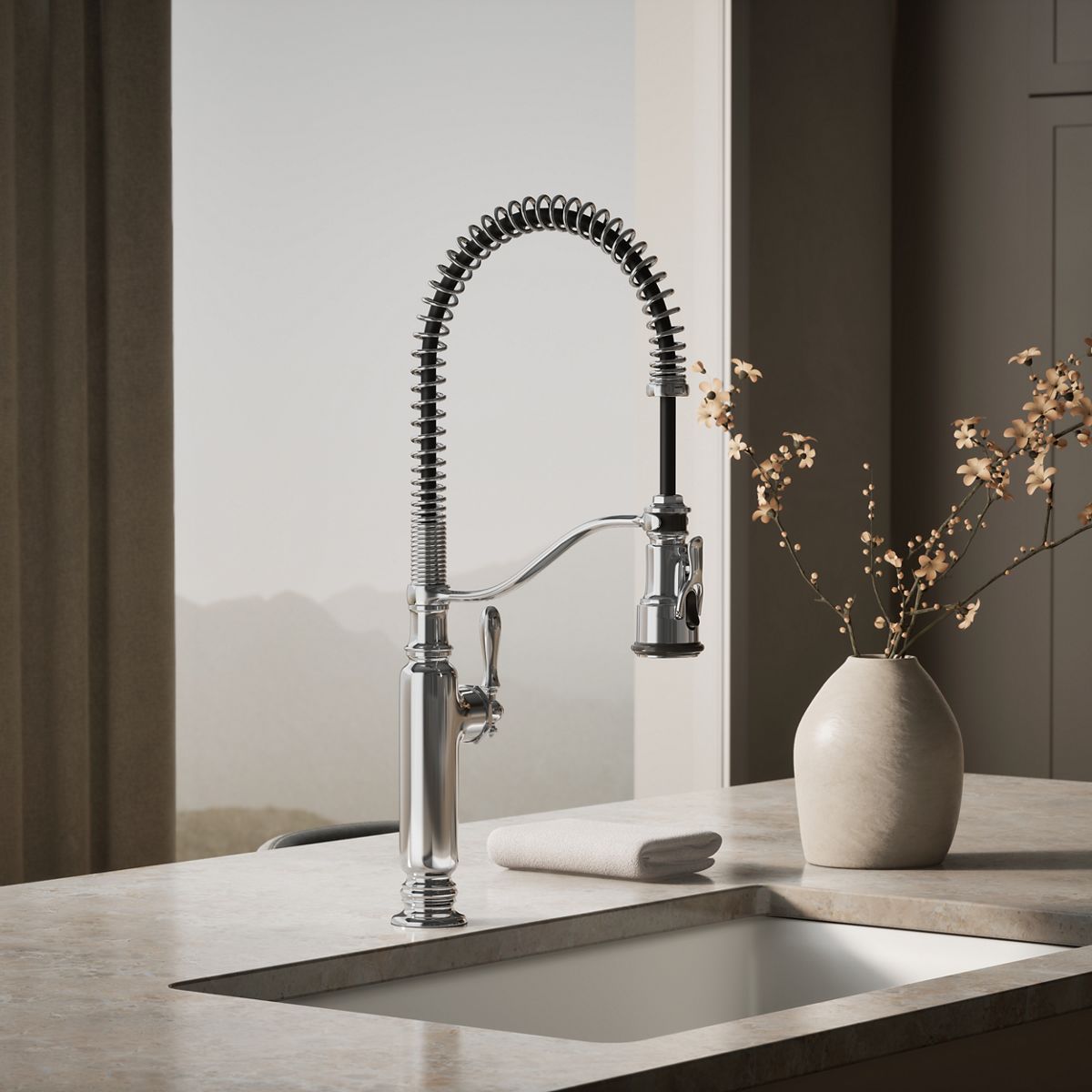 KOHLER K-77515 Tournant Semi-professional kitchen sink faucet with three-function sprayhead