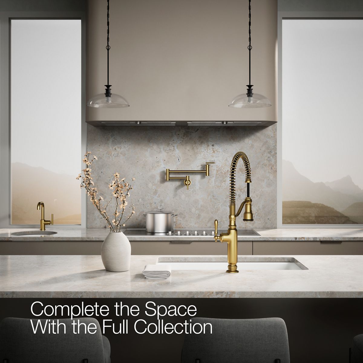 KOHLER K-77515 Tournant Semi-professional kitchen sink faucet with three-function sprayhead