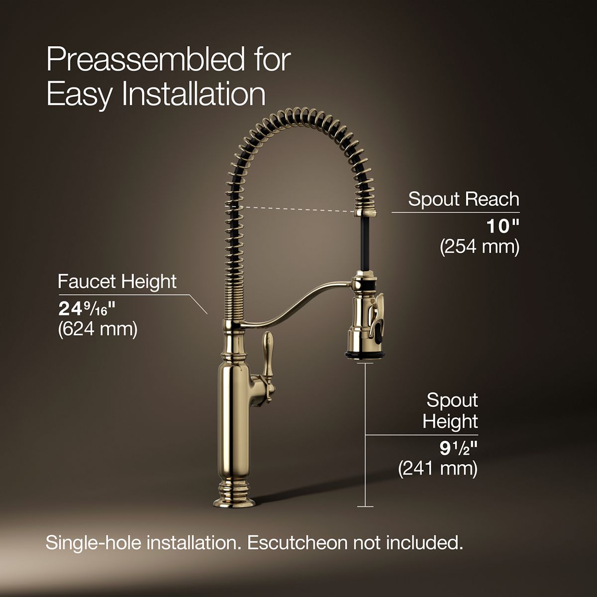 KOHLER K-77515 Tournant Semi-professional kitchen sink faucet with three-function sprayhead