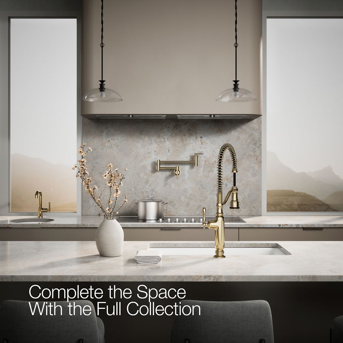 KOHLER K-77515 Tournant Semi-professional kitchen sink faucet with three-function sprayhead