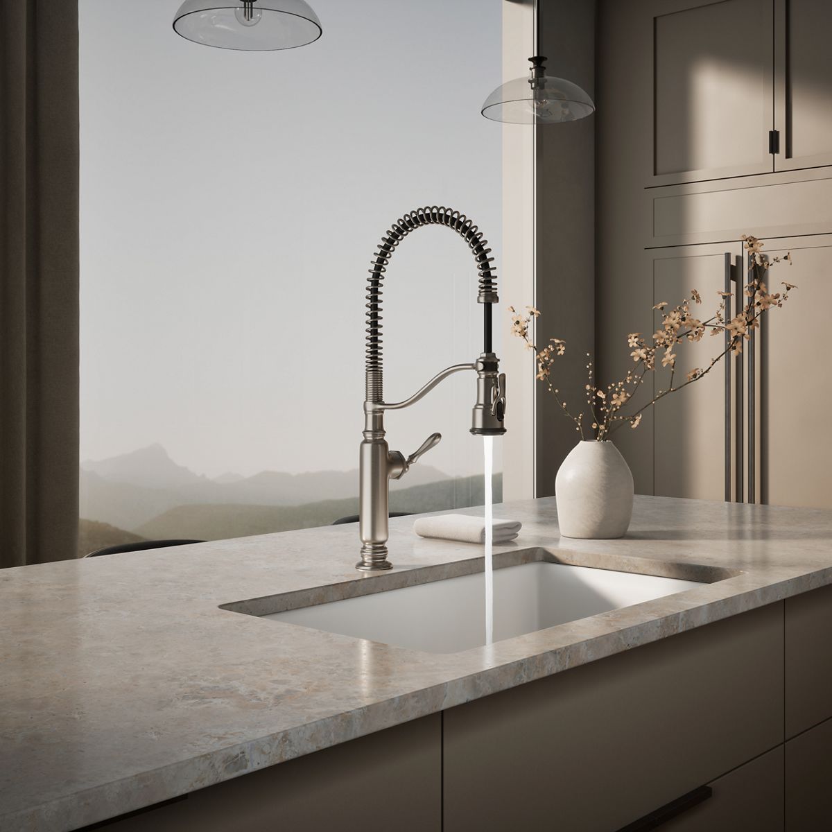 KOHLER K-77515 Tournant Semi-professional kitchen sink faucet with three-function sprayhead