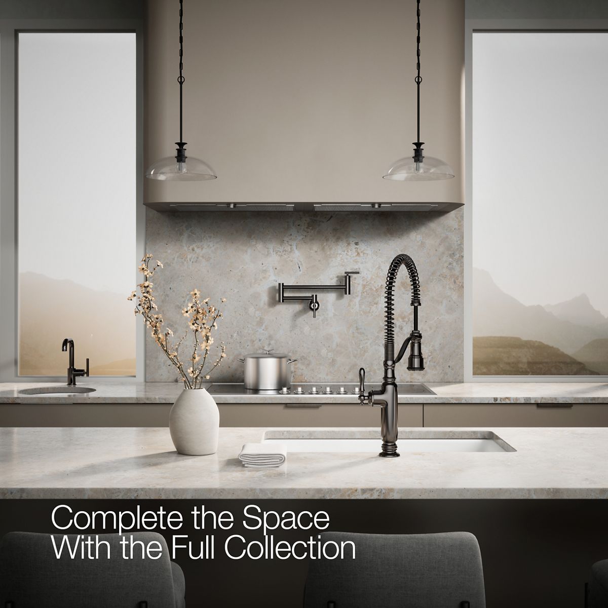KOHLER K-77515 Tournant Semi-professional kitchen sink faucet with three-function sprayhead