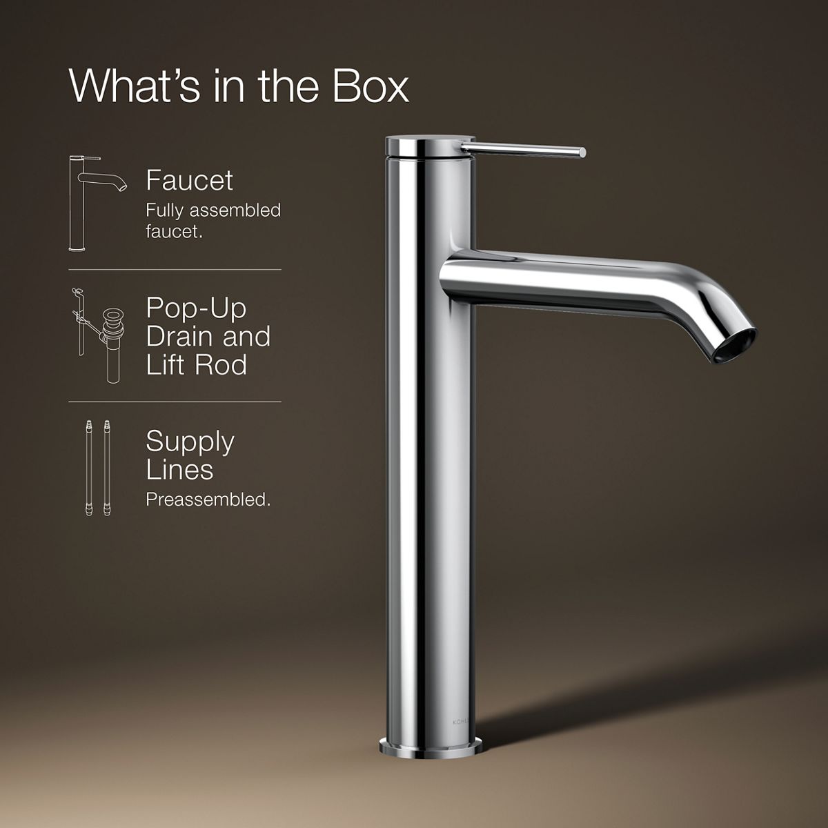 KOHLER Components Tall single-handle bathroom sink faucet, 1.2 gpm