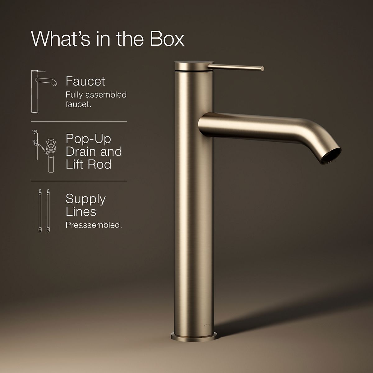 KOHLER Components Tall single-handle bathroom sink faucet, 1.2 gpm