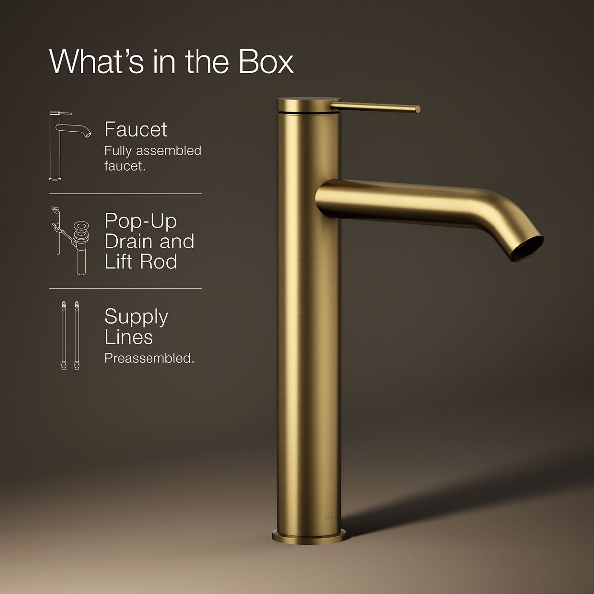 KOHLER Components Tall single-handle bathroom sink faucet, 1.2 gpm