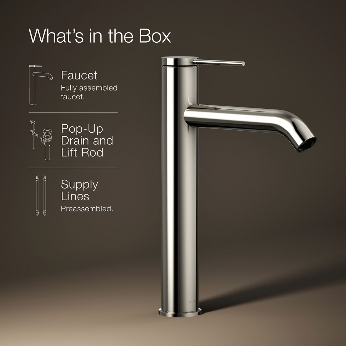 KOHLER Components Tall single-handle bathroom sink faucet, 1.2 gpm