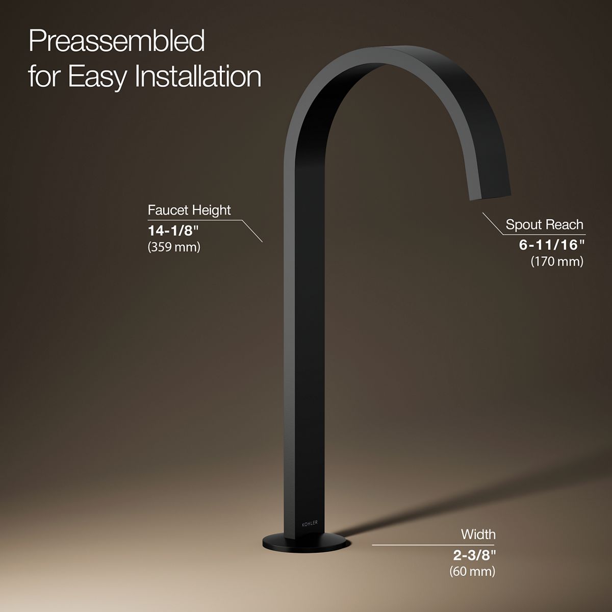 KOHLER Components Bathroom sink faucet spout with Ribbon design, 1.2 gpm