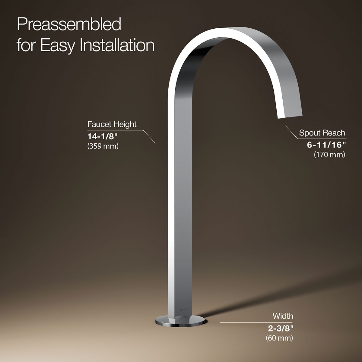 KOHLER Components Bathroom sink faucet spout with Ribbon design, 1.2 gpm