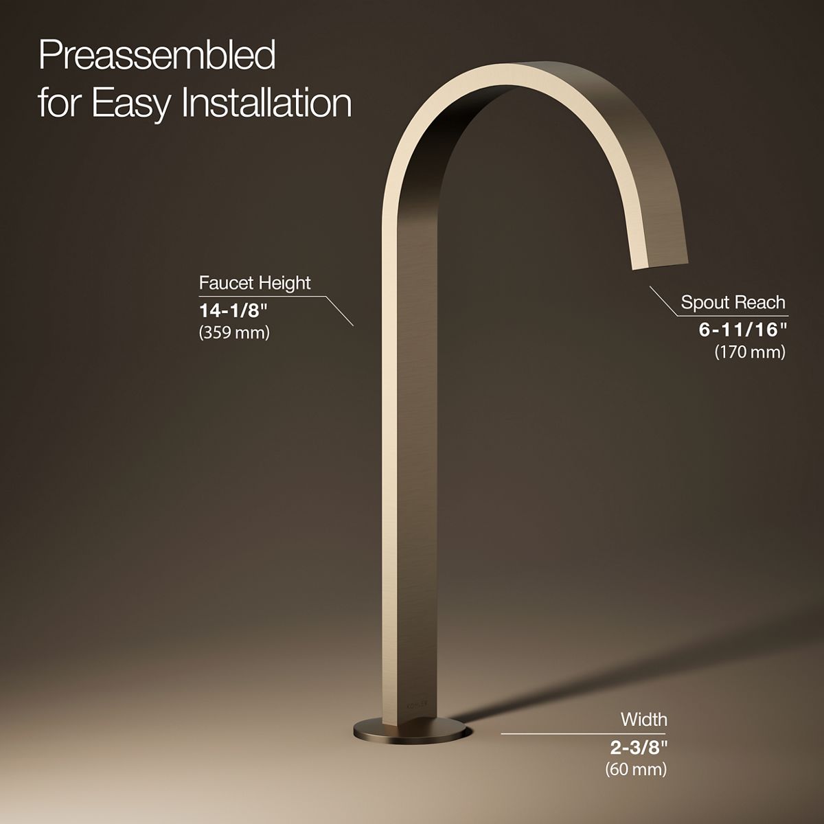 KOHLER Components Bathroom sink faucet spout with Ribbon design, 1.2 gpm