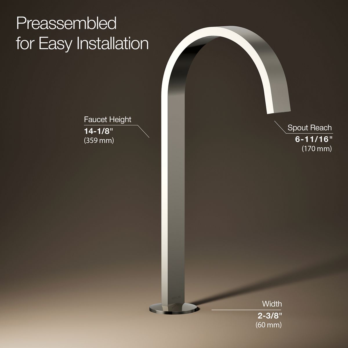 KOHLER Components Bathroom sink faucet spout with Ribbon design, 1.2 gpm