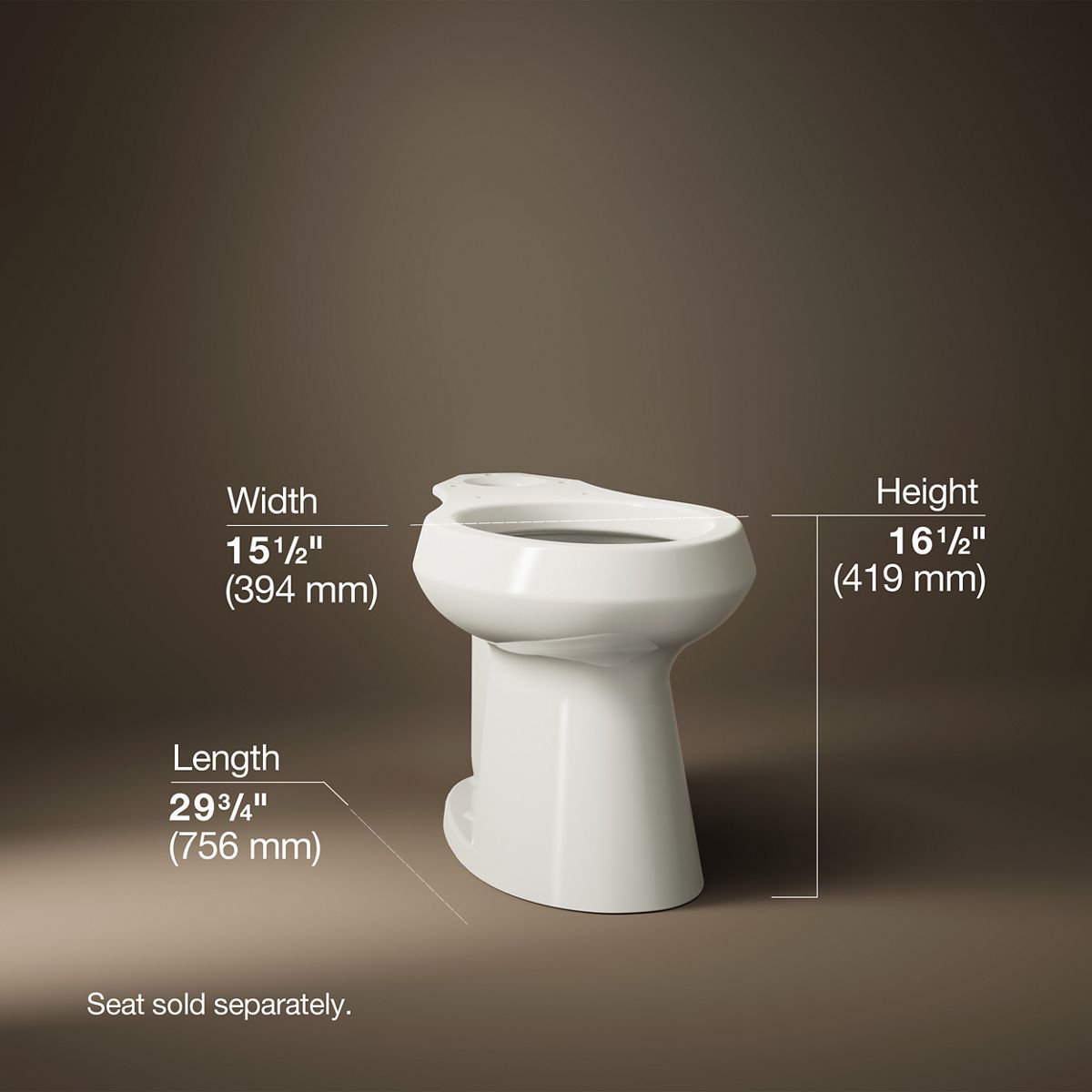 KOHLER K-80020 Highline Elongated toilet bowl with concealed trapway
