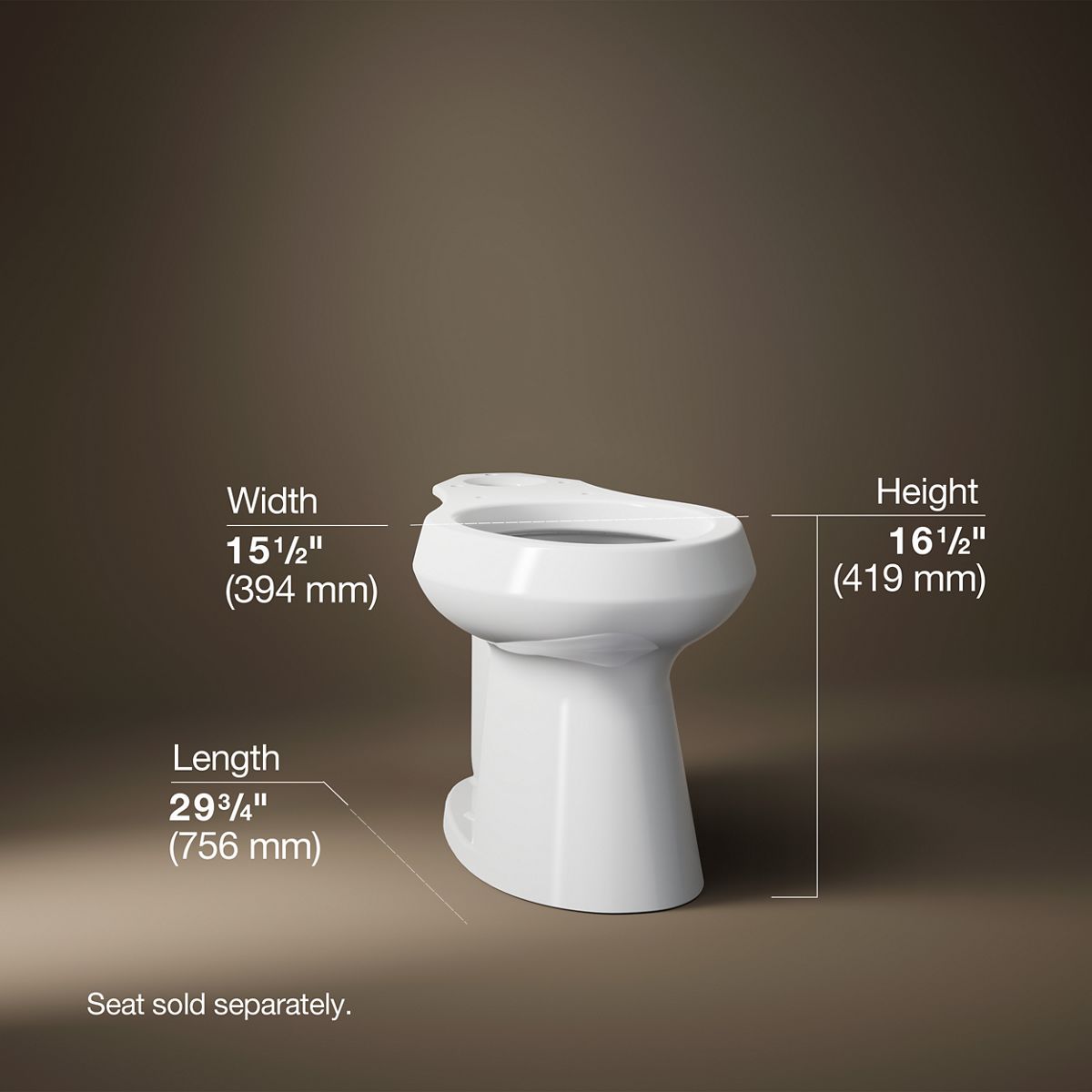KOHLER K-80020 Highline Elongated toilet bowl with concealed trapway