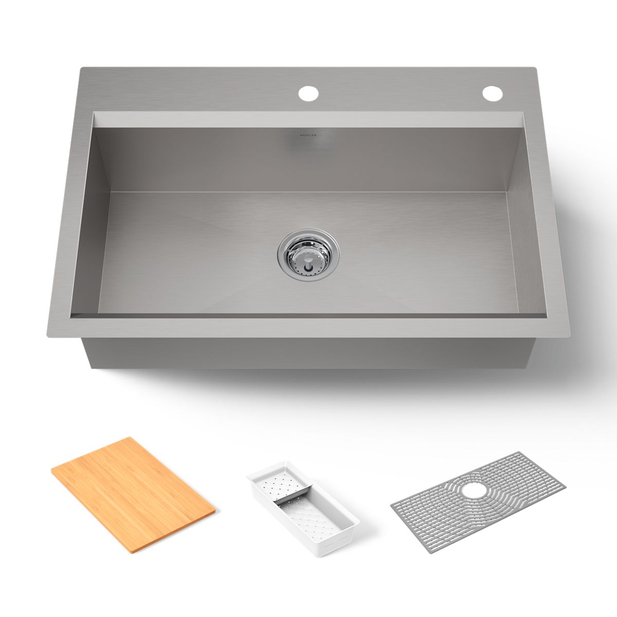 KOHLER K-80084-2PC Task 33" top-/undermount single-bowl workstation kitchen sink